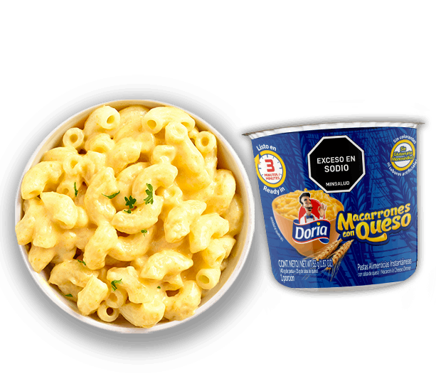 Macarrones queso vaso