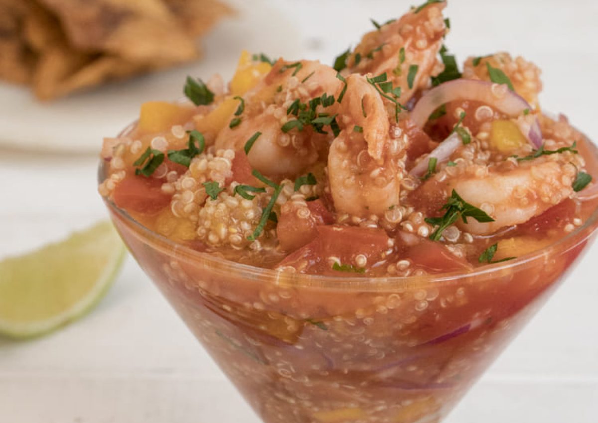 ceviche quinua y camarones